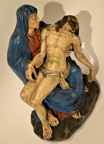 18th century - Pietà polychromed terracotta, Italy Bologna circa 1750